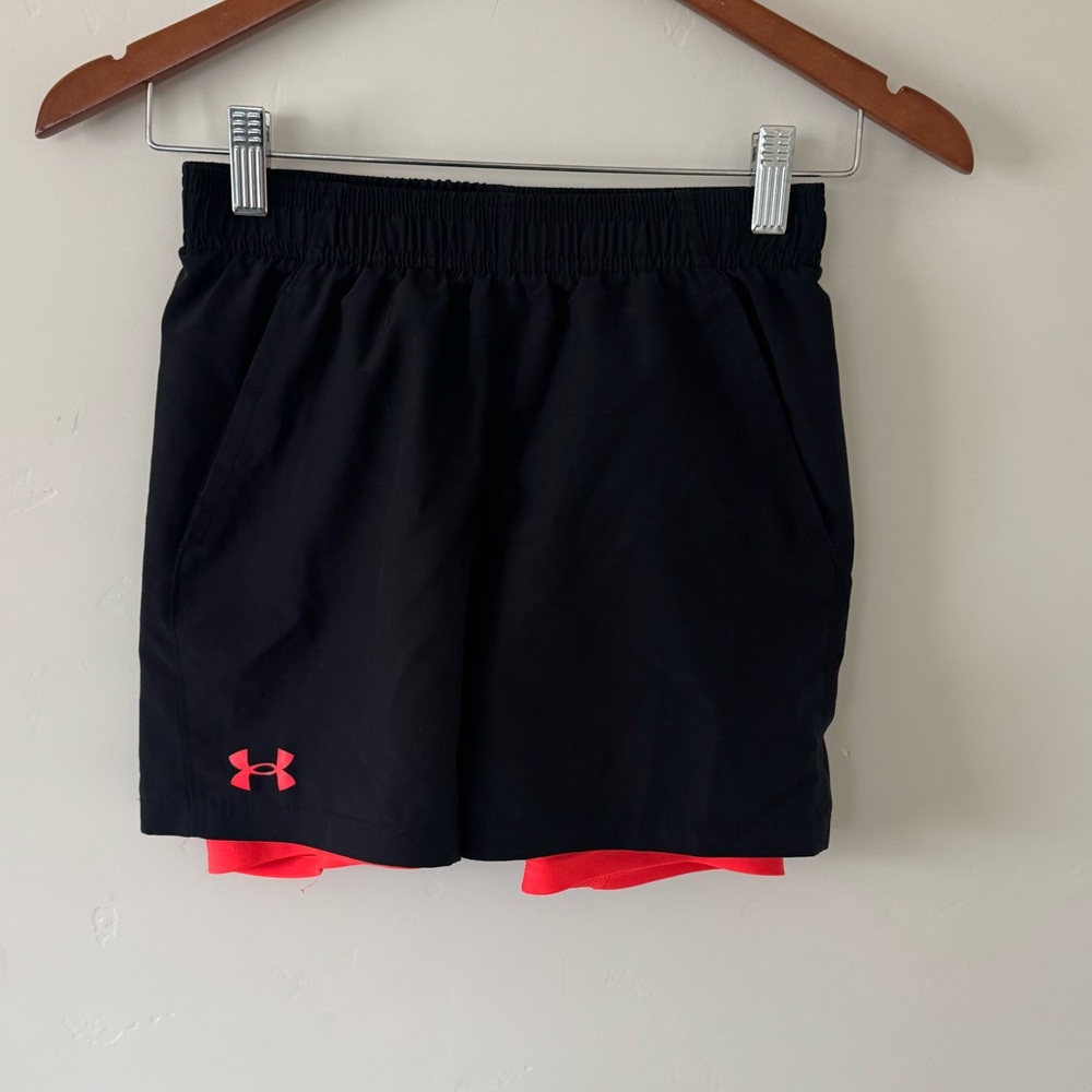 Under Armour Black Shorts with Red/Pink Detail